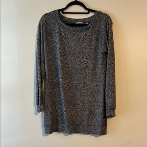 Athleta Crew Neck Long Sleeve Lightweight Sweater Black Dark Heather‎ Gray